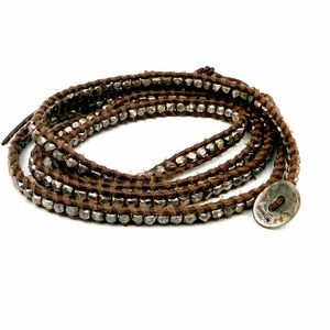 Chan Luu Brown Leather/Sterling Silver Wrap Bracelet